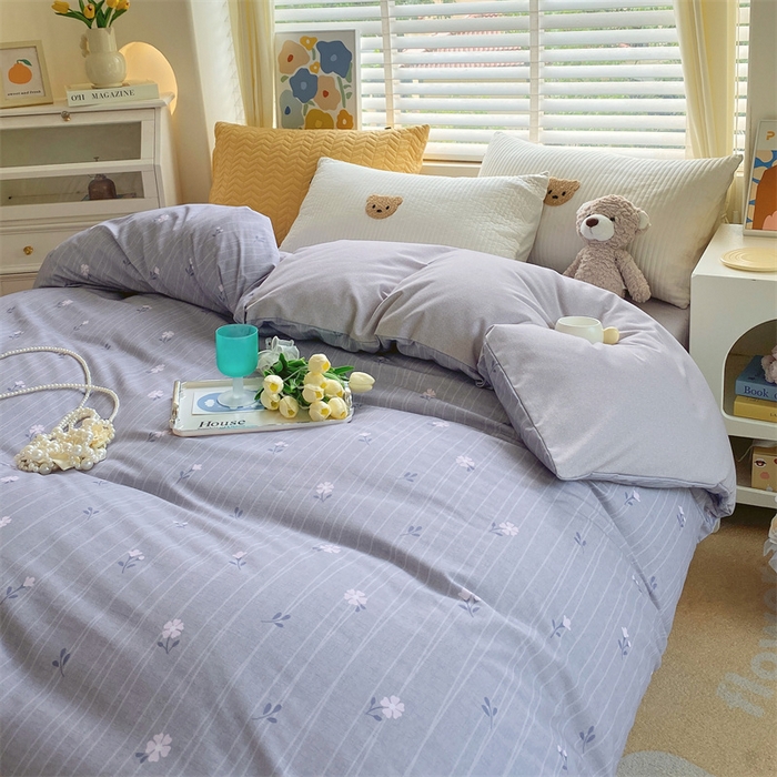 91家纺网 家纺一手货源 找家纺 2024新款AB版.生态磨毛印花系列单被套 花枝