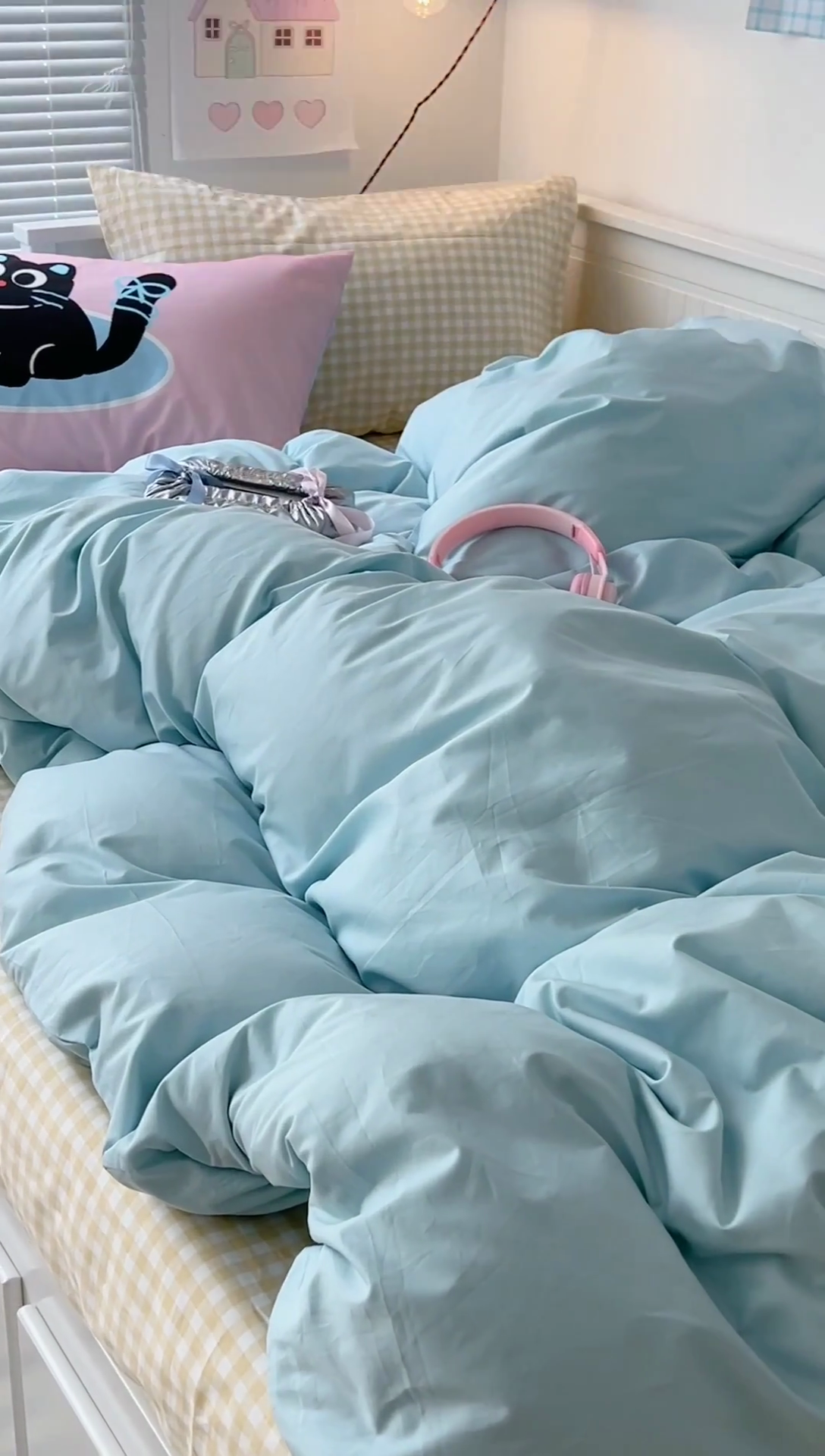 91家纺网 家纺一手货源 找家纺 2024新款全棉纯色大版枕套混搭款四件套 海盐苏打