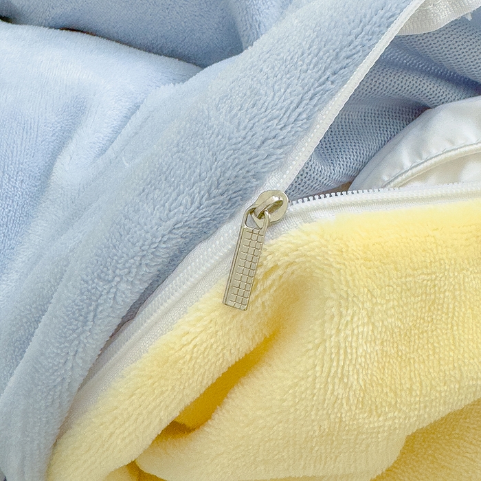 91家纺网 家纺一手货源 找家纺 2024新款高克重亲肤牛奶绒四件套-场景一 蓝奶盖黄