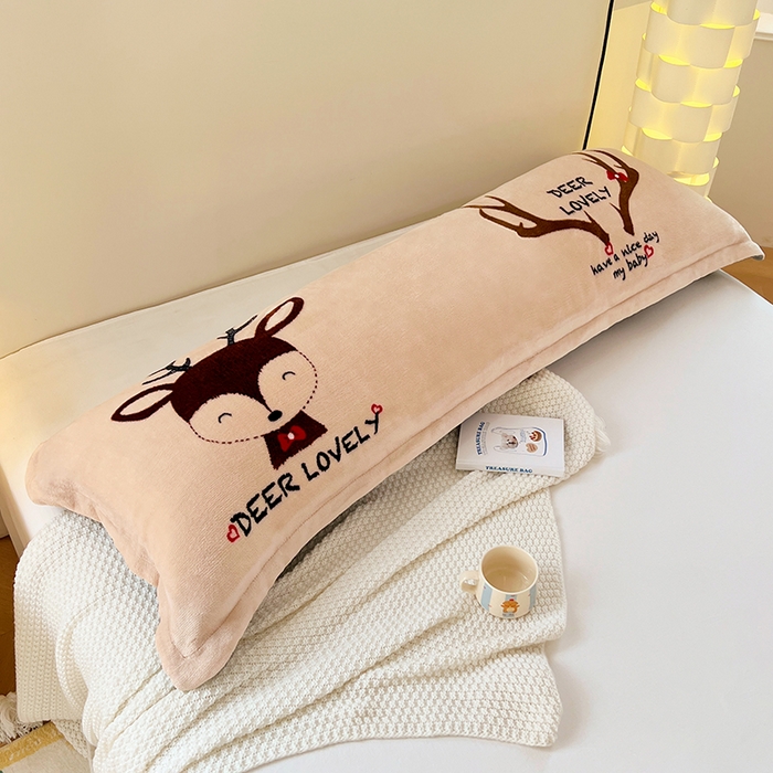 91家纺网 家纺一手货源 找家纺 梦舒羽 2025新款冬季法莱绒枕套牛奶绒1.5m枕头套双人珊瑚绒枕芯套 快乐麋鹿