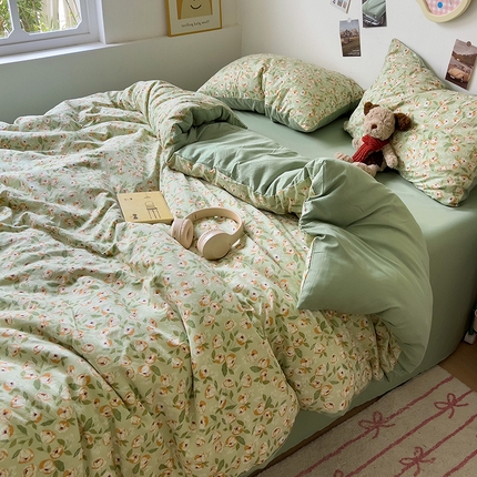 91家纺网 家纺一手货源 找家纺 （总）芷凡 2024新款A类双层纱水洗棉麻茶萃棉四件套