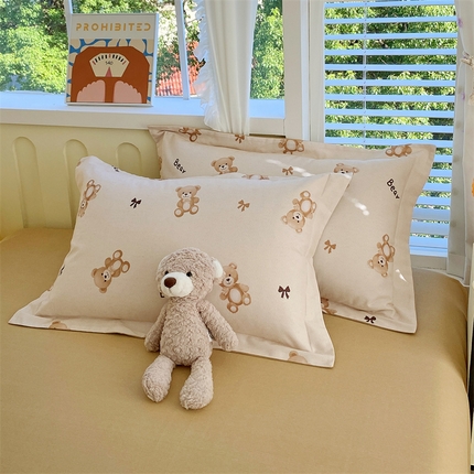 91家纺网 家纺一手货源 找家纺 2024新款AB版.生态磨毛印花单枕套 小熊童话
