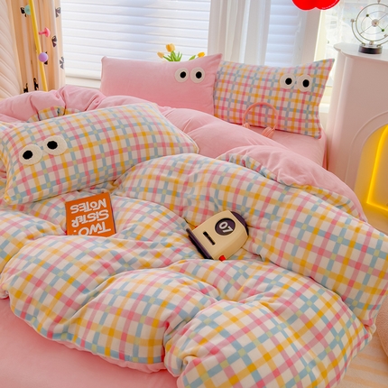 （总）2024新款牛奶绒毛巾绣四件套-超大大眼睛系列