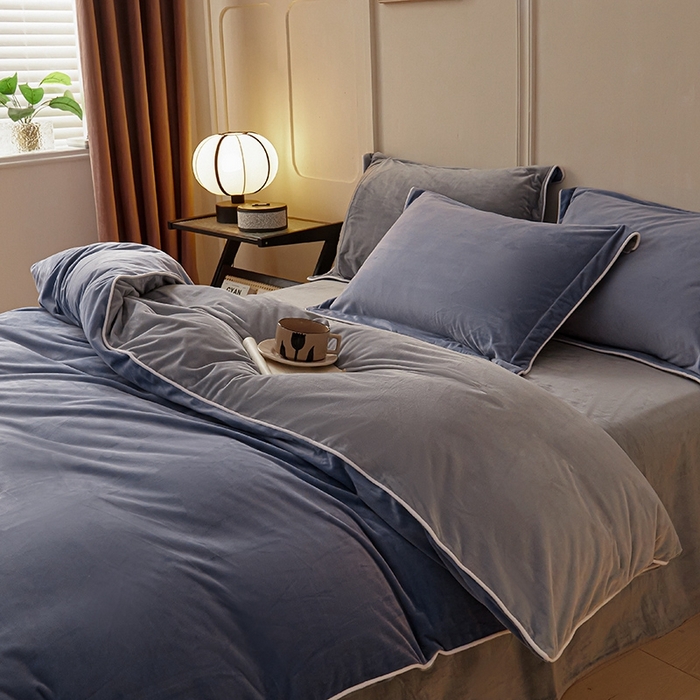 91家纺网 家纺一手货源 找家纺 澳梵家居 澳梵家居 2024新款A类宝宝绒嵌绳款四件套--【雅致系列】 雾紫+灰