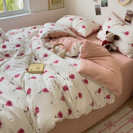 91家纺网 家纺一手货源 找家纺 （总）芷凡 2024新款A类双层纱水洗棉麻茶萃棉四件套