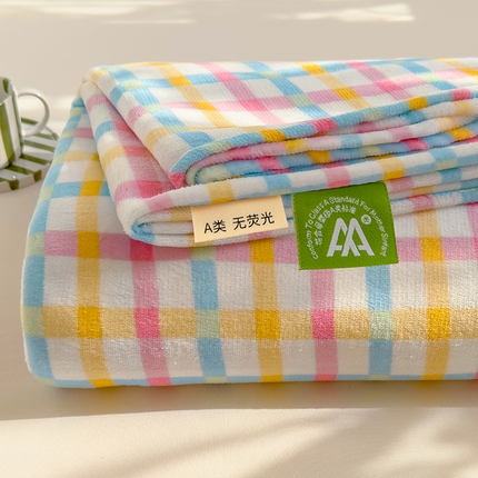 2024新款高克重牛奶绒单床笠系列 粉小格床笠