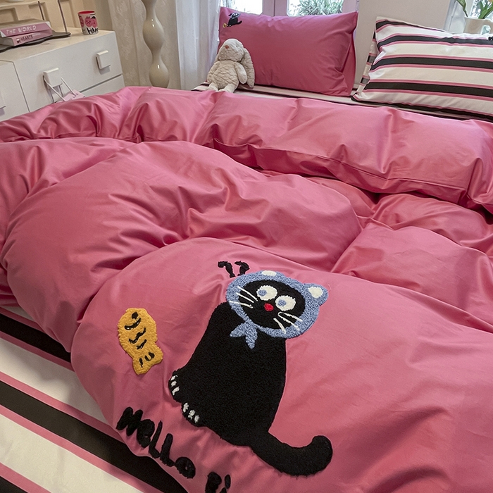 91家纺网 家纺一手货源 找家纺 （总）吉象家纺 2024新款全棉斜纹毛巾绣混搭四件套