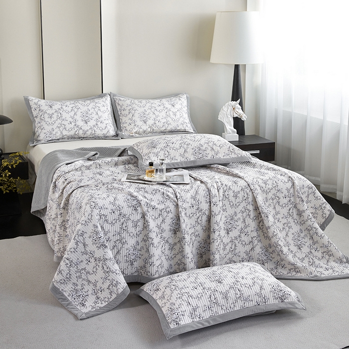 91家纺网 家纺一手货源 找家纺 莎果家纺 2025秋冬一面天丝一面绒高温砂洗床盖三件套 摩西