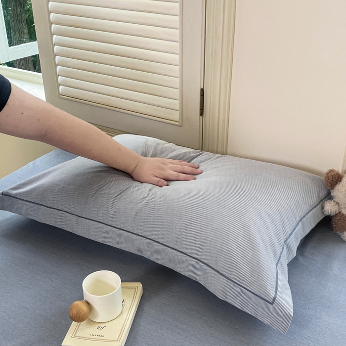 91家纺网 家纺一手货源 找家纺 优品阁 2024新款全棉磨毛四件套单品系列-单枕套 邦尼-蓝灰