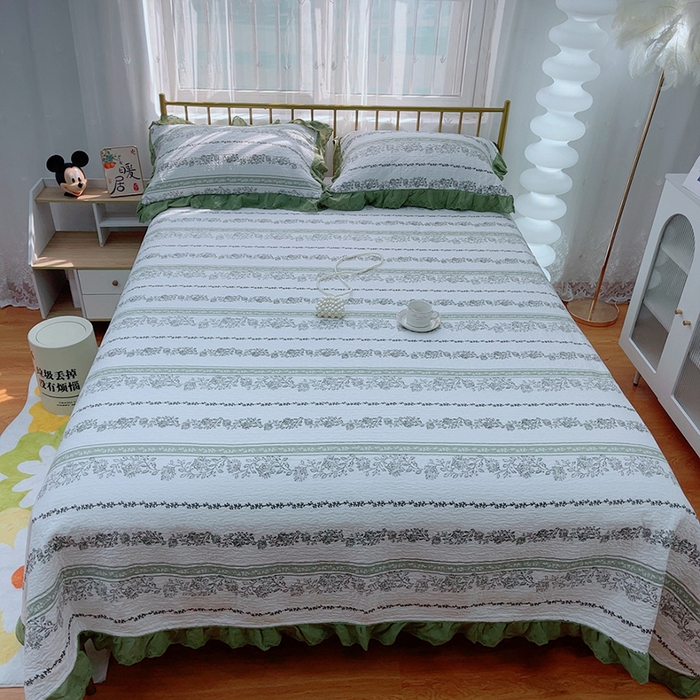 91家纺网 家纺一手货源 找家纺 2024新款亲肤舒适法式床盖三件套 线条