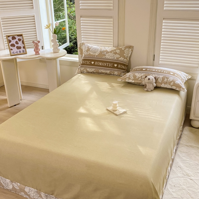 91家纺网 家纺一手货源 找家纺 优品阁 2024新款亲肤舒适全棉磨毛单床单 初恋-咖