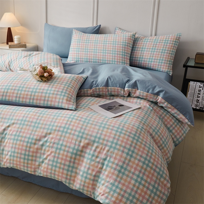 91家纺网 家纺一手货源 找家纺 盛秋家纺 2025新款格子单被套朵拉+海清