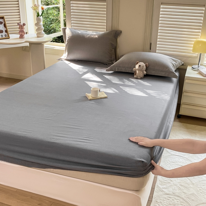 91家纺网 家纺一手货源 找家纺 优品阁 2024新款全棉磨毛四件套单品系列-单床笠 邦尼-灰