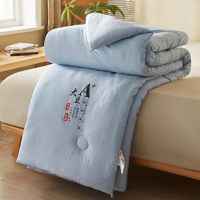 91家纺网 家纺一手货源 找家纺 锦逸家居 2024新款A类母婴级生态原棉大豆被冬被被子被芯春秋被 宾利蓝