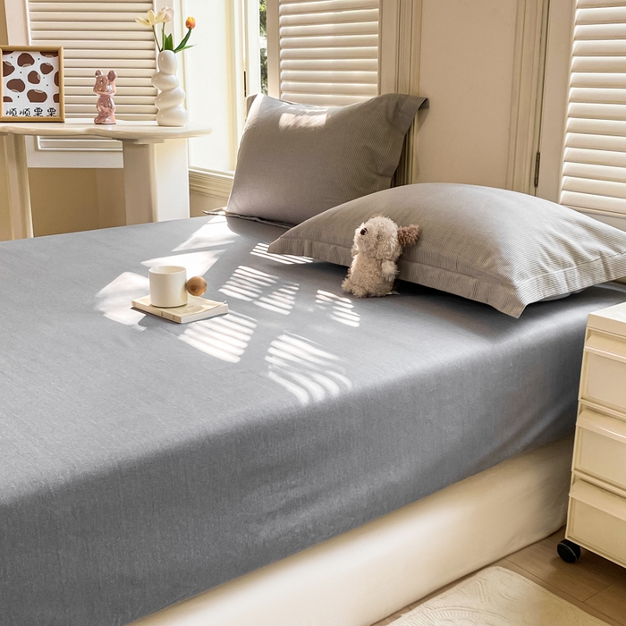 91家纺网 家纺一手货源 找家纺 优品阁 2024新款全棉磨毛四件套单品系列-单床笠 邦尼-灰