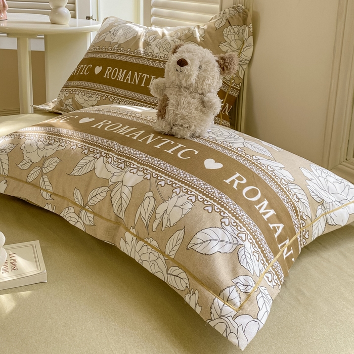 91家纺网 家纺一手货源 找家纺 优品阁 2024新款全棉磨毛四件套单品系列-单枕套 初恋-咖