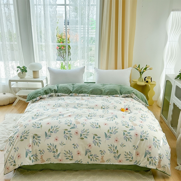 91家纺网 家纺一手货源 找家纺 金鑫汇家纺 2024年新款棉加绒印花四件套保暖牛奶绒法莱绒水晶绒 棉加绒-莫妮卡