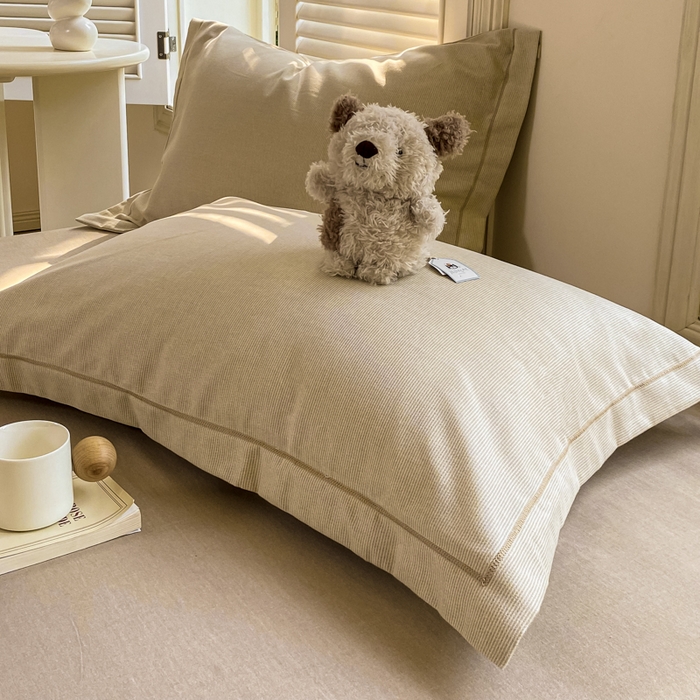 91家纺网 家纺一手货源 找家纺 优品阁 2024新款全棉磨毛四件套单品系列-单枕套 邦尼-咖