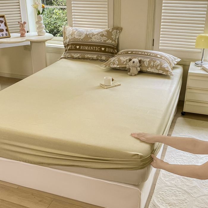 91家纺网 家纺一手货源 找家纺 优品阁 2024新款全棉磨毛四件套单品系列-单床笠 初恋-咖