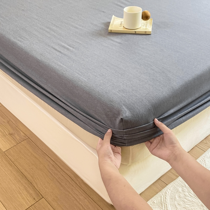 91家纺网 家纺一手货源 找家纺 优品阁 2024新款全棉磨毛四件套单品系列-单床笠 邦尼-蓝灰