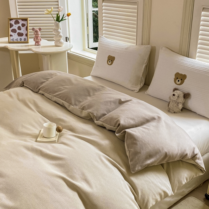 91家纺网 家纺一手货源 找家纺 优品阁 2024新款全棉磨毛四件套单品系列-单被套 邦尼-咖