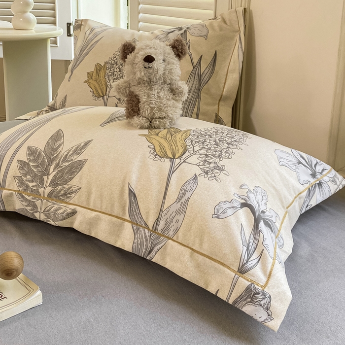 91家纺网 家纺一手货源 找家纺 优品阁 2024新款全棉磨毛四件套单品系列-单枕套 且听风铃-灰