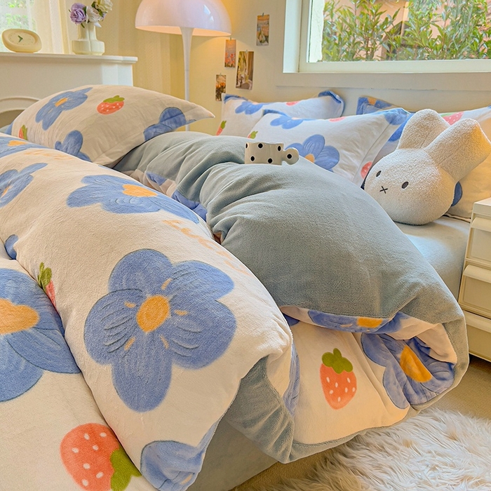 91家纺网 家纺一手货源 找家纺 慕尚家纺 2025新款3.5kg高克重田园花卉类牛奶绒四件套 幸运花