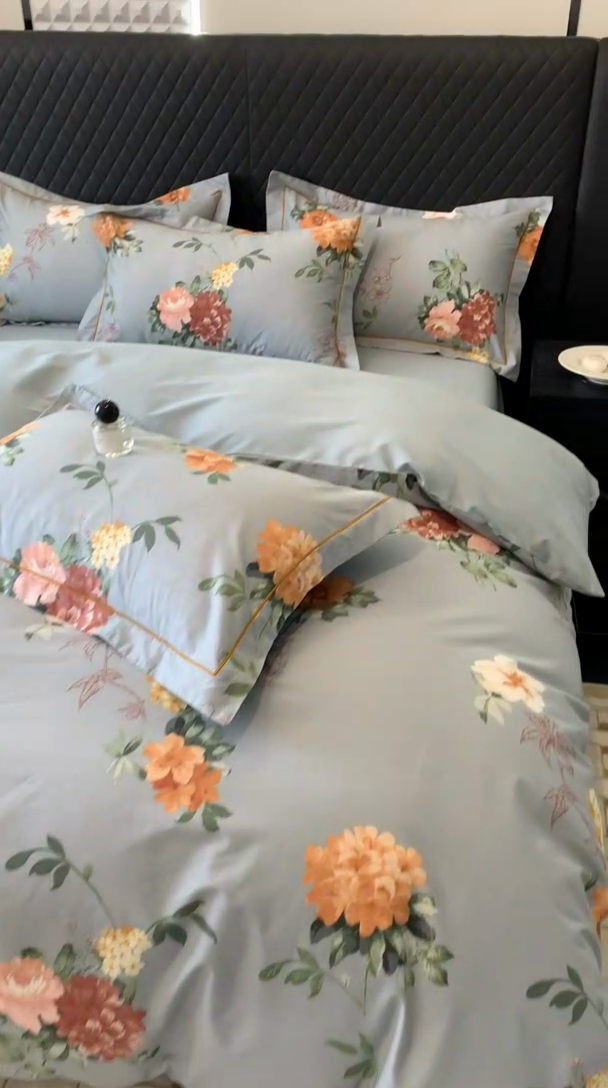 91家纺网 家纺一手货源 找家纺 名佰蕙家纺 2024新款银丝抗菌全棉功能性四件套 丹姿-兰