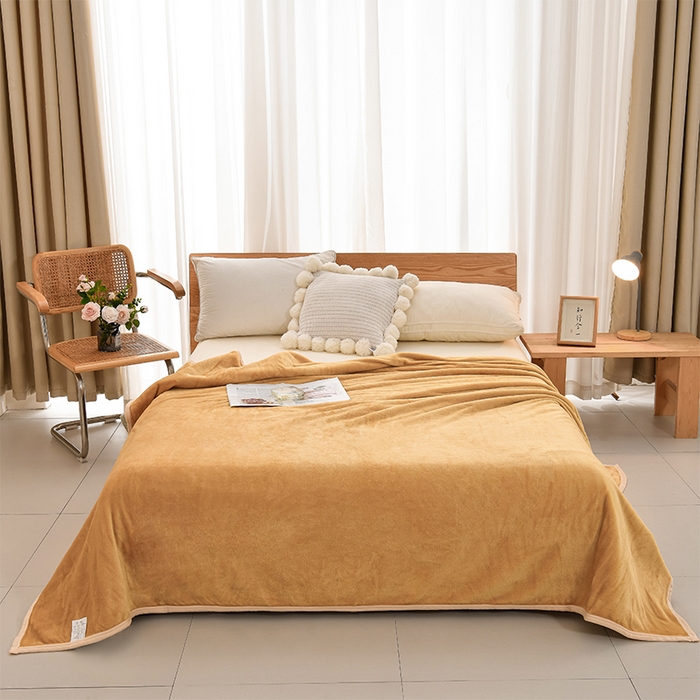 91家纺网 家纺一手货源 找家纺 仟人梦 2024新款A类高克重保暖法兰绒多功能保暖毛毯 浅驼