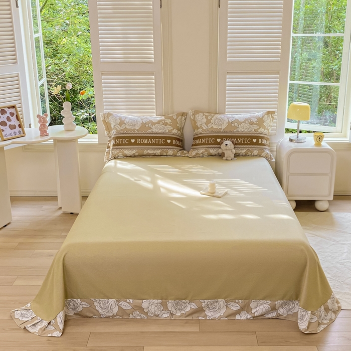 91家纺网 家纺一手货源 找家纺 优品阁 2024新款亲肤舒适全棉磨毛单床单 初恋-咖