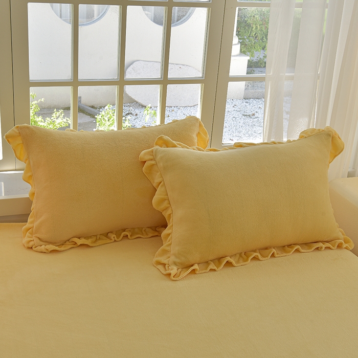 91家纺网 家纺一手货源 找家纺 简爱家纺 2025新款轻奢欧式加厚高克重牛奶绒四件套 芝士黄