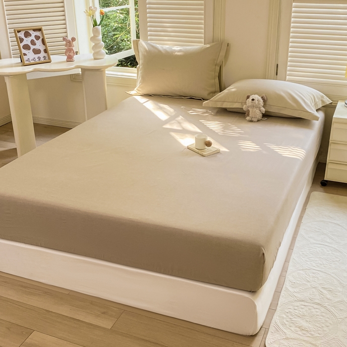 91家纺网 家纺一手货源 找家纺 优品阁 2024新款全棉磨毛四件套单品系列-单床笠 邦尼-咖