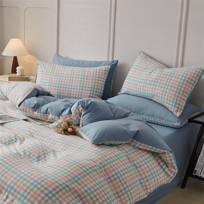 91家纺网 家纺一手货源 找家纺 盛秋家纺 2025新款格子单被套朵拉+海清