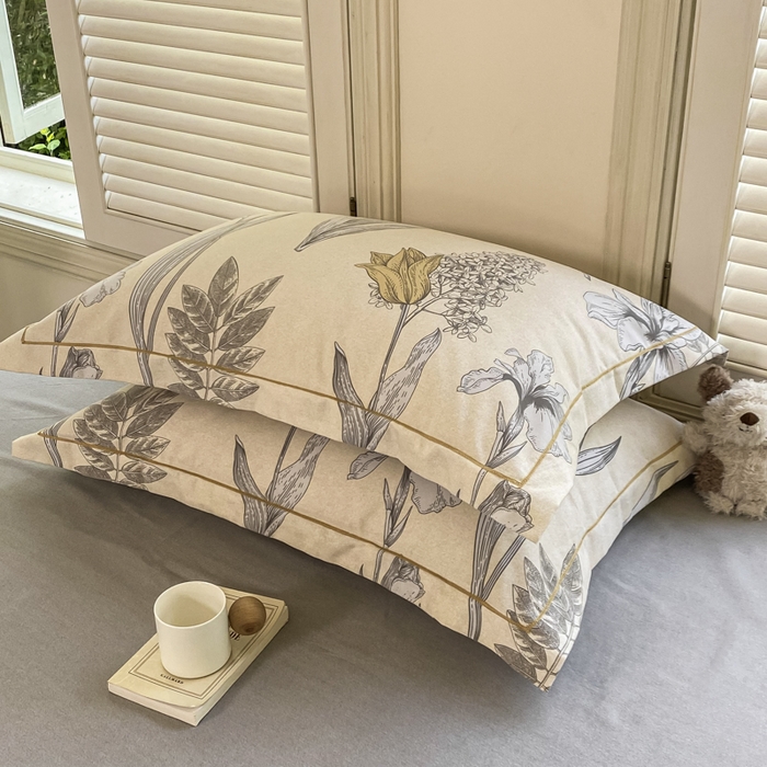 91家纺网 家纺一手货源 找家纺 优品阁 2024新款全棉磨毛四件套单品系列-单枕套 且听风铃-灰