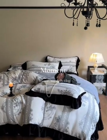 91家纺网 家纺一手货源 找家纺 2024新款加厚保暖高克重法式赫本风牛奶绒四件套 法式-花魅