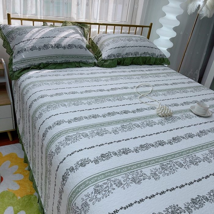 91家纺网 家纺一手货源 找家纺 2024新款亲肤舒适法式床盖三件套 线条