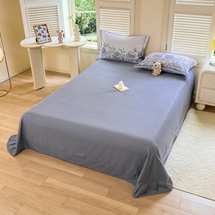 91家纺网 家纺一手货源 找家纺 优品阁 2024新款亲肤舒适全棉磨毛单床单 温妮莎-蓝