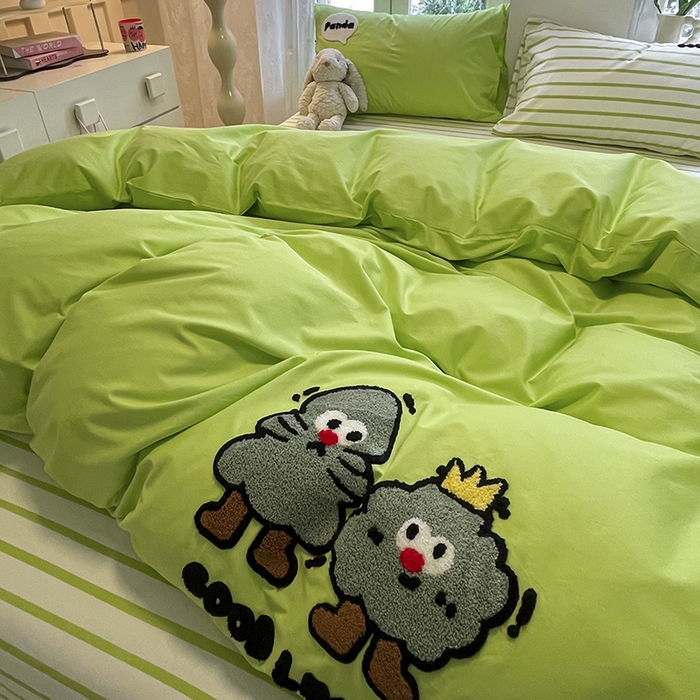 91家纺网 家纺一手货源 找家纺 吉象家纺 2024新款全棉斜纹毛巾绣混搭四件套 好伙伴