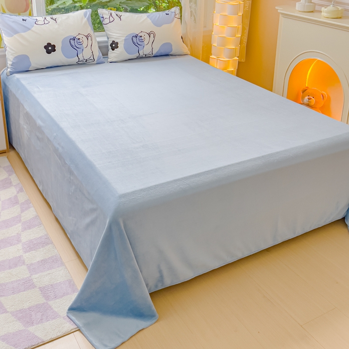 91家纺网 家纺一手货源 找家纺 金鑫汇家纺 2024年新款棉加绒印花四件套保暖牛奶绒法莱绒水晶绒 棉加绒-小熊菲比