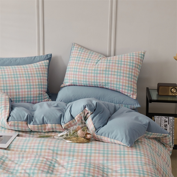 91家纺网 家纺一手货源 找家纺 盛秋家纺 2025新款格子单被套朵拉+海清