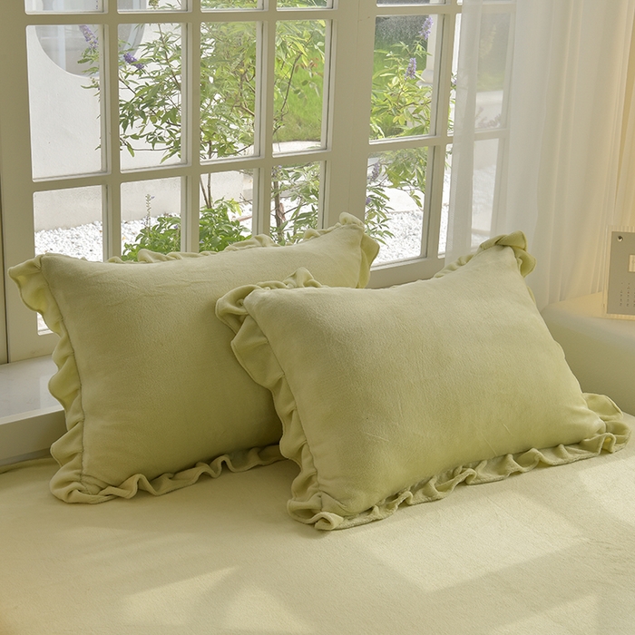 91家纺网 家纺一手货源 找家纺 简爱家纺 2025新款轻奢欧式加厚高克重牛奶绒四件套 嫩芽绿