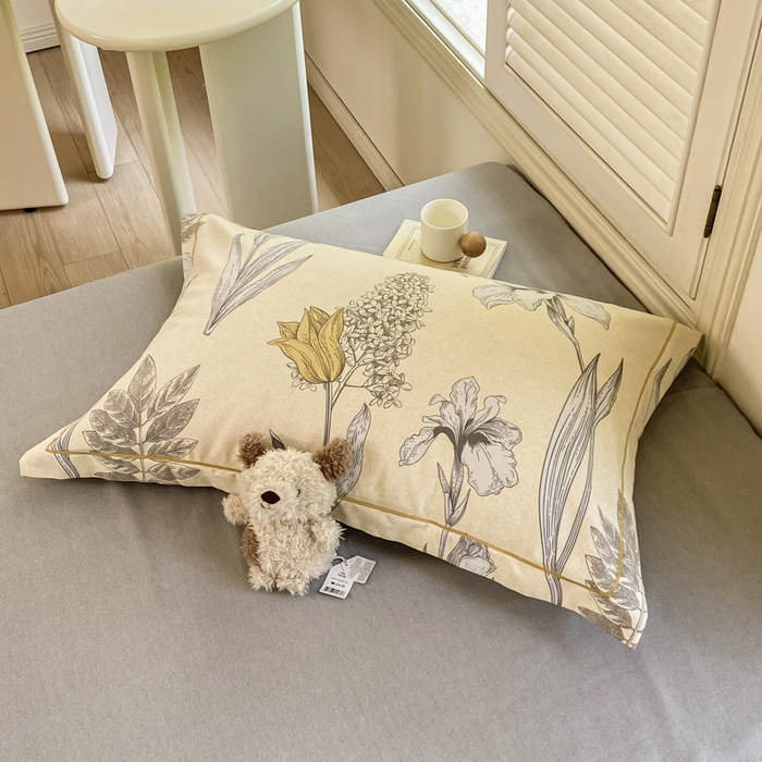 91家纺网 家纺一手货源 找家纺 优品阁 2024新款全棉磨毛四件套单品系列-单枕套 且听风铃-灰