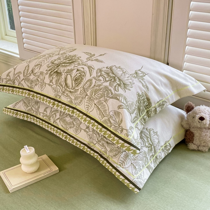 91家纺网 家纺一手货源 找家纺 优品阁 2024新款全棉磨毛四件套单品系列-单枕套 温妮莎-绿