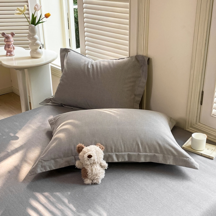 91家纺网 家纺一手货源 找家纺 优品阁 2024新款全棉磨毛四件套单品系列-单枕套 邦尼-灰