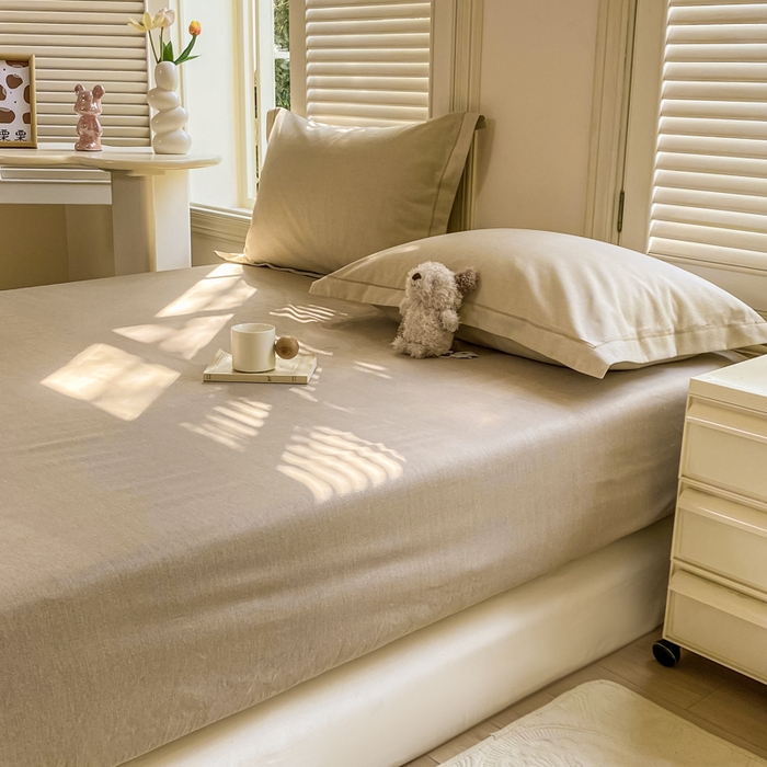 91家纺网 家纺一手货源 找家纺 优品阁 2024新款全棉磨毛四件套单品系列-单床笠 邦尼-咖