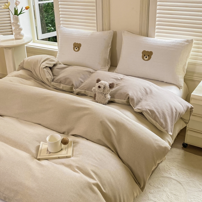 91家纺网 家纺一手货源 找家纺 优品阁 2024新款全棉磨毛四件套单品系列-单被套 邦尼-咖