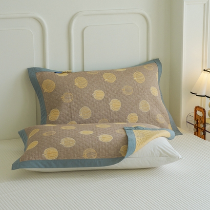 91家纺网 家纺一手货源 找家纺 （总）棠薇家纺 2025新款清新款全棉细纱三层纱包边枕巾一对装