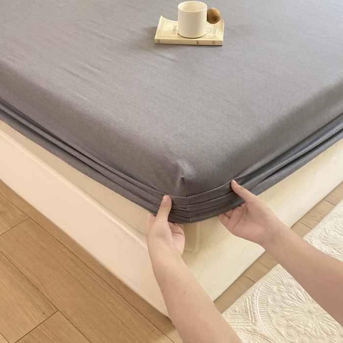 91家纺网 家纺一手货源 找家纺 优品阁 2024新款全棉磨毛四件套单品系列-单床笠 且听风铃-灰