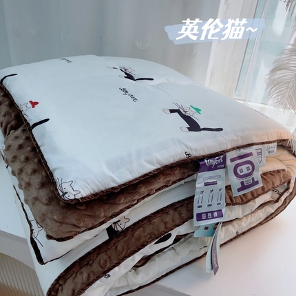 91家纺网 家纺一手货源 找家纺 暖居 2024新款嵌条豆豆被 英伦猫