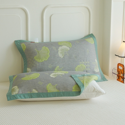 91家纺网 家纺一手货源 找家纺 （总）棠薇家纺 2025新款清新款全棉细纱三层纱包边枕巾一对装